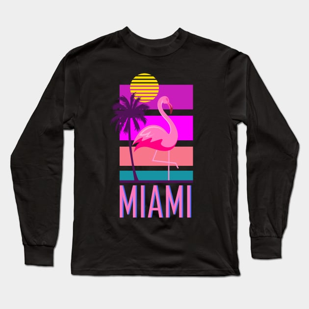 Miami Florida Synthwave Inspired Design Long Sleeve T-Shirt by Brobocop